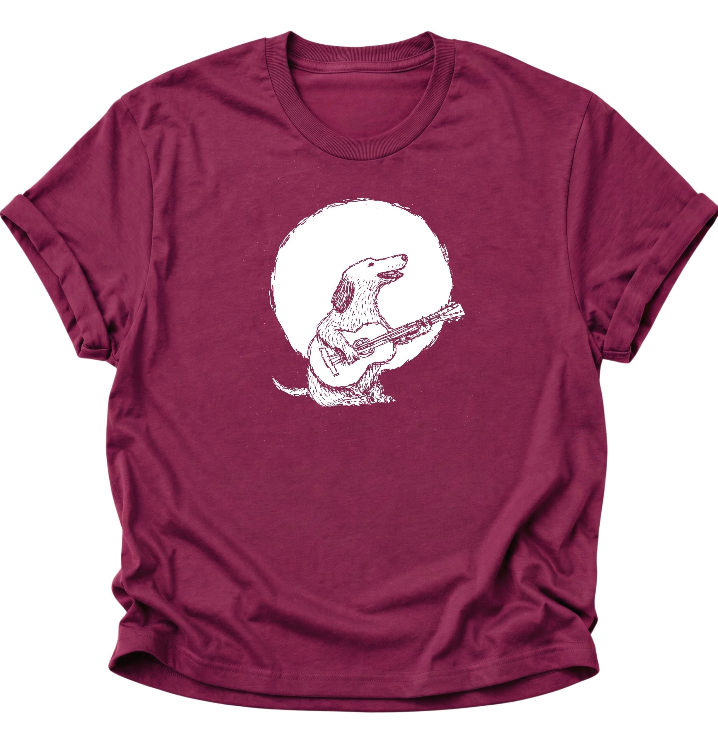 Dog with Guitar in Moonlight Unisex T-Shirt