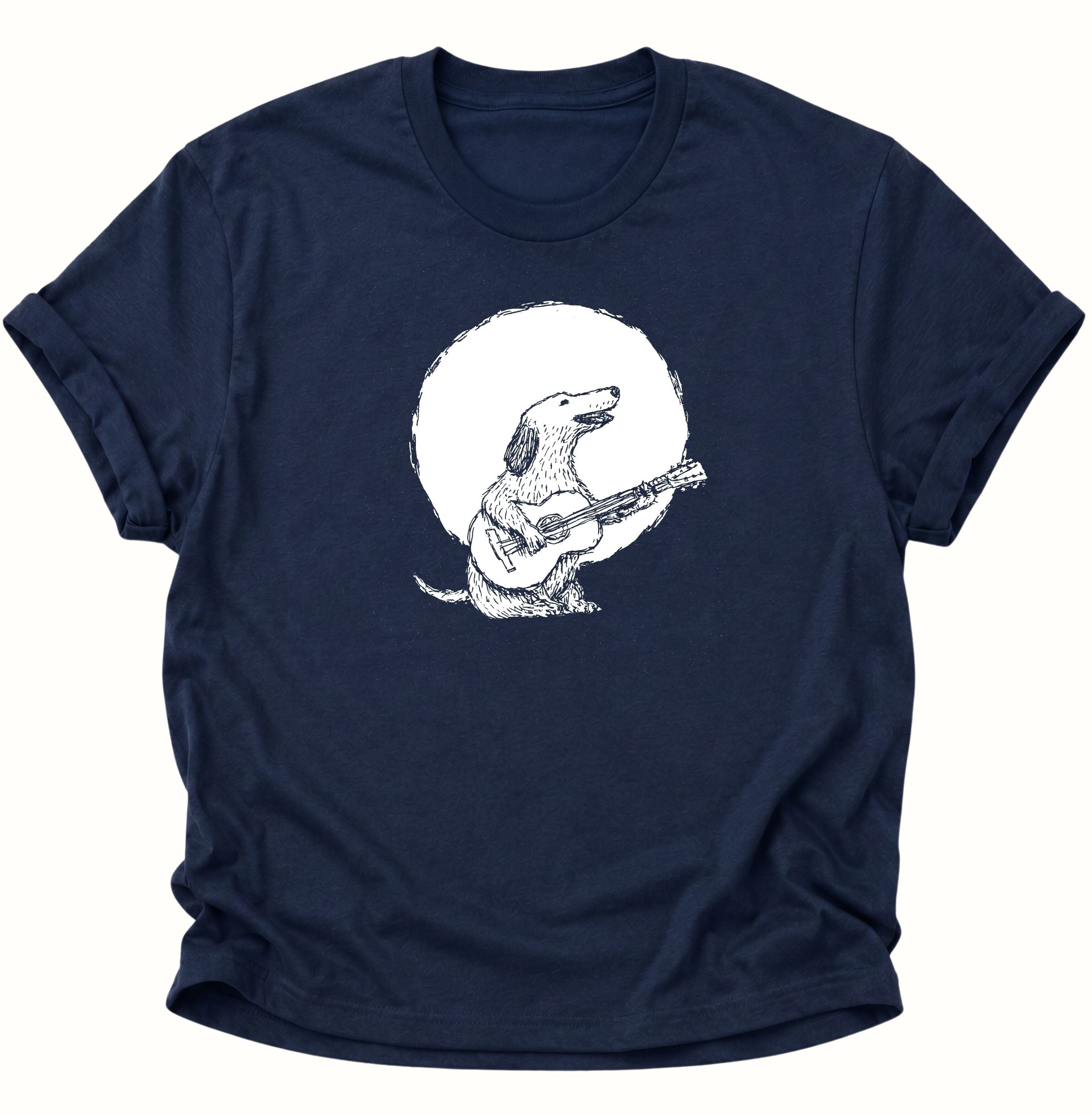Dog with Guitar in Moonlight Unisex T-Shirt