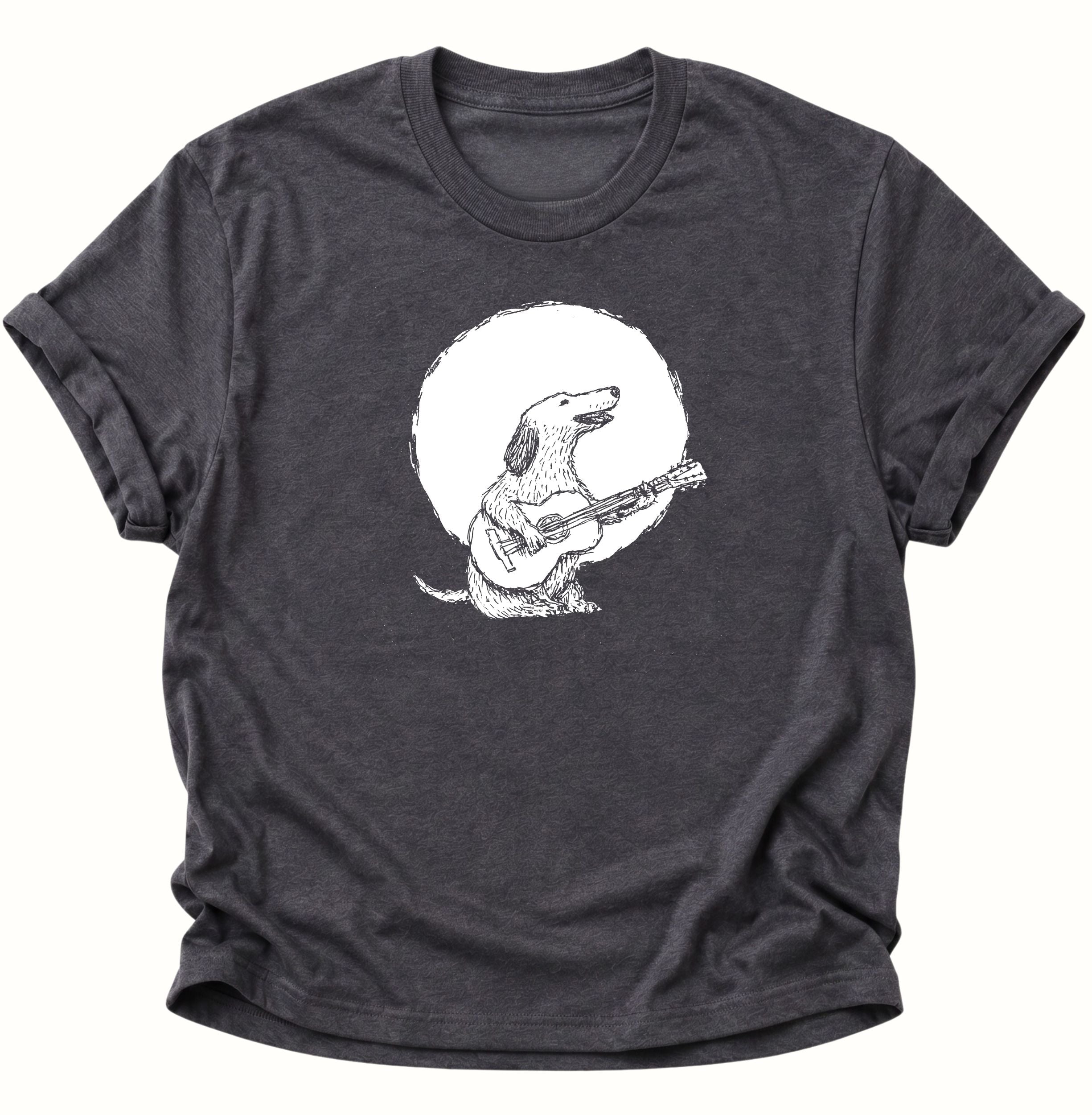 Dog with Guitar in Moonlight Unisex T-Shirt