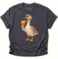 Dark heather Unisex T-Shirt mit Cocktail-Gans, floralem Kopftuch und Sonnenbrille von Pine & River.
