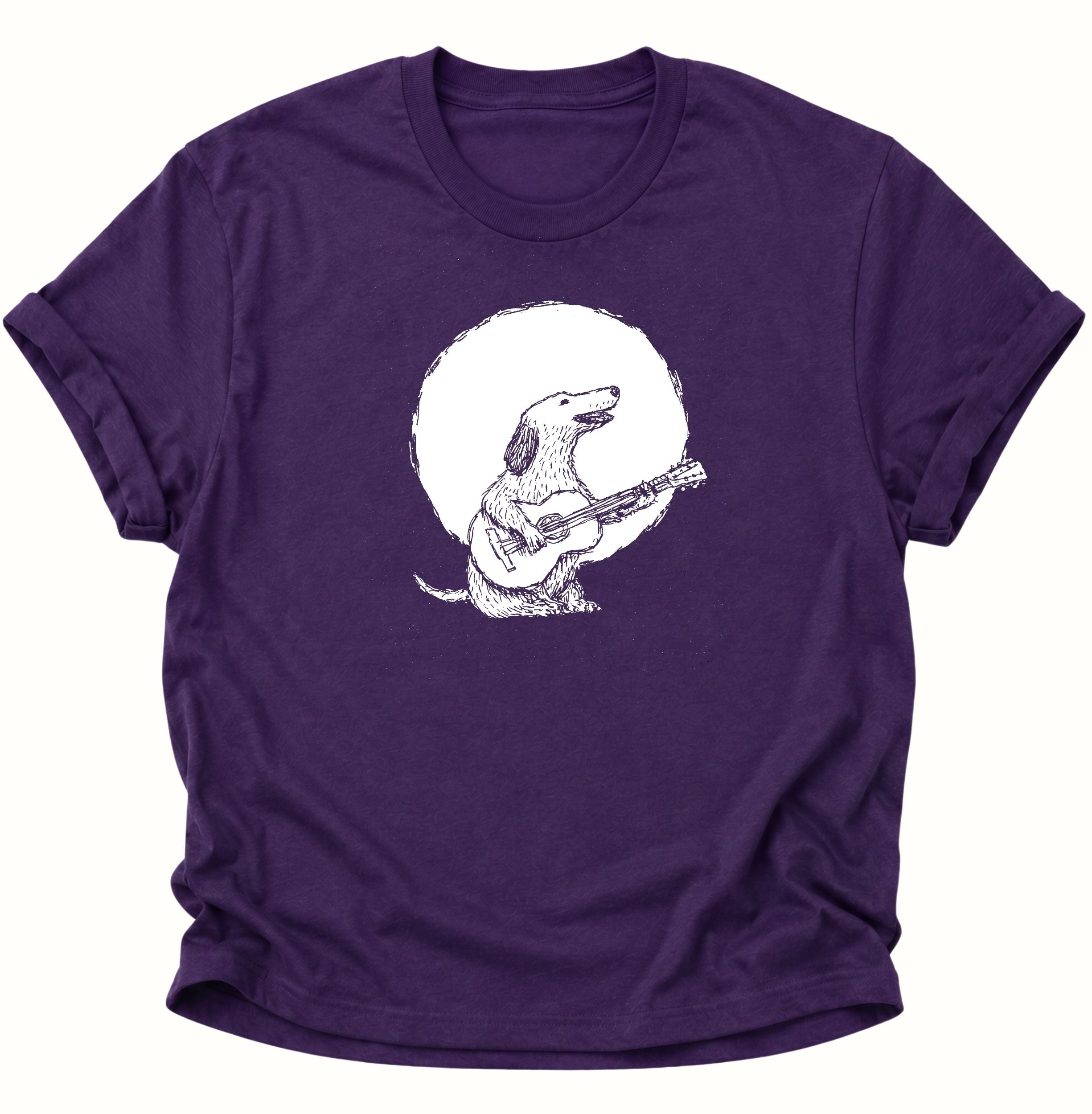 Dog with Guitar in Moonlight Unisex T-Shirt