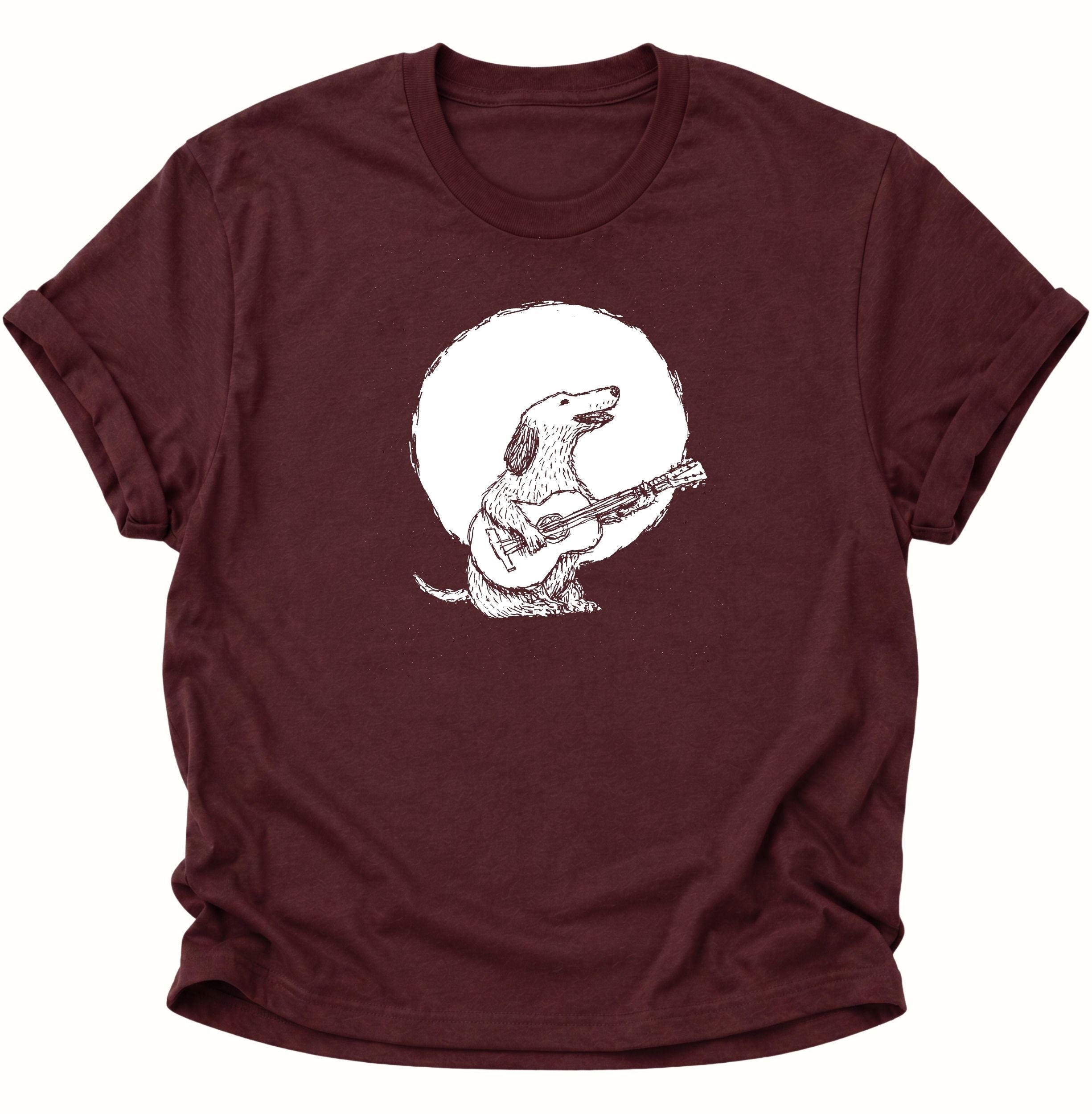 Dog with Guitar in Moonlight Unisex T-Shirt