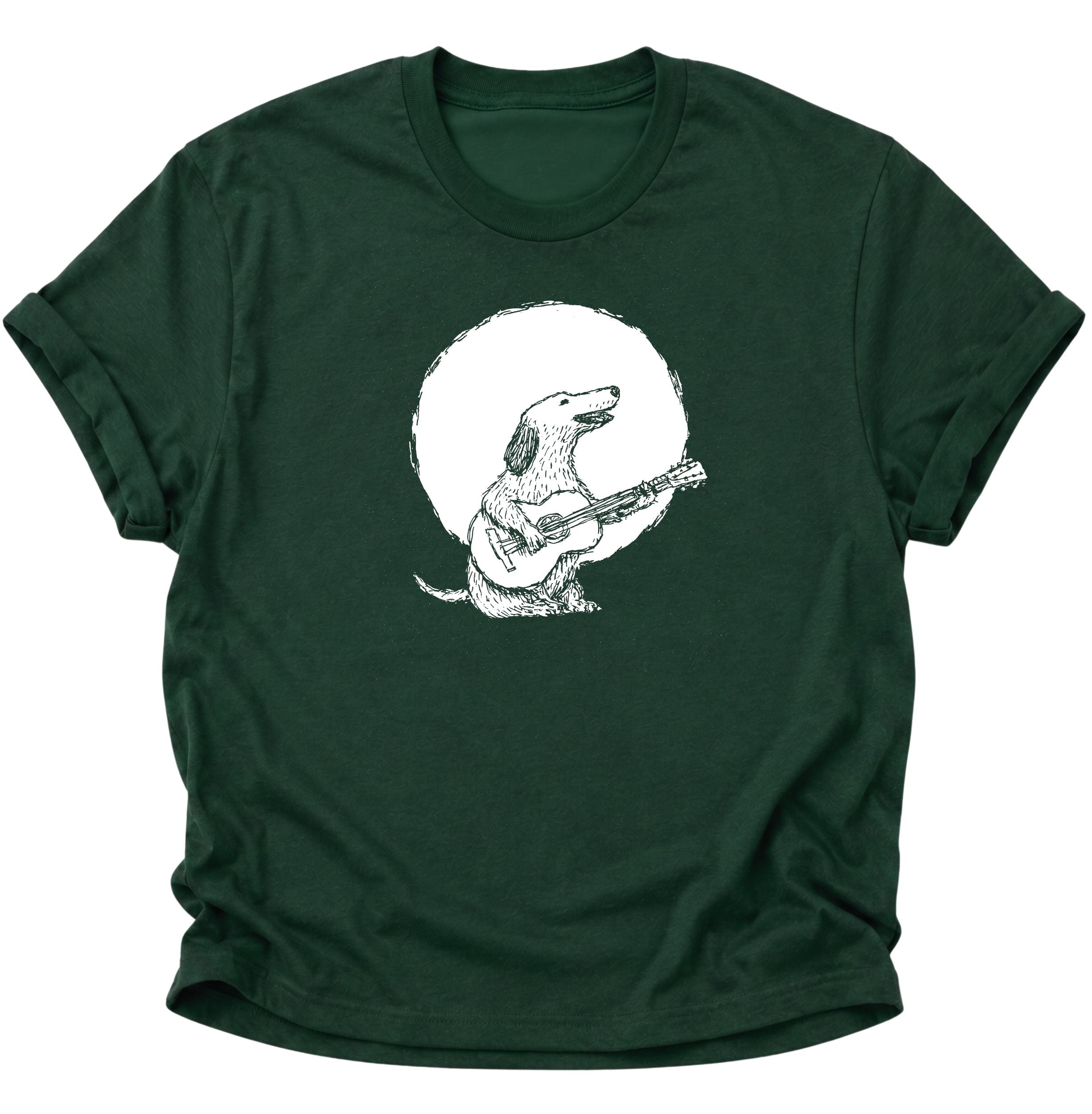 Dog with Guitar in Moonlight Unisex T-Shirt