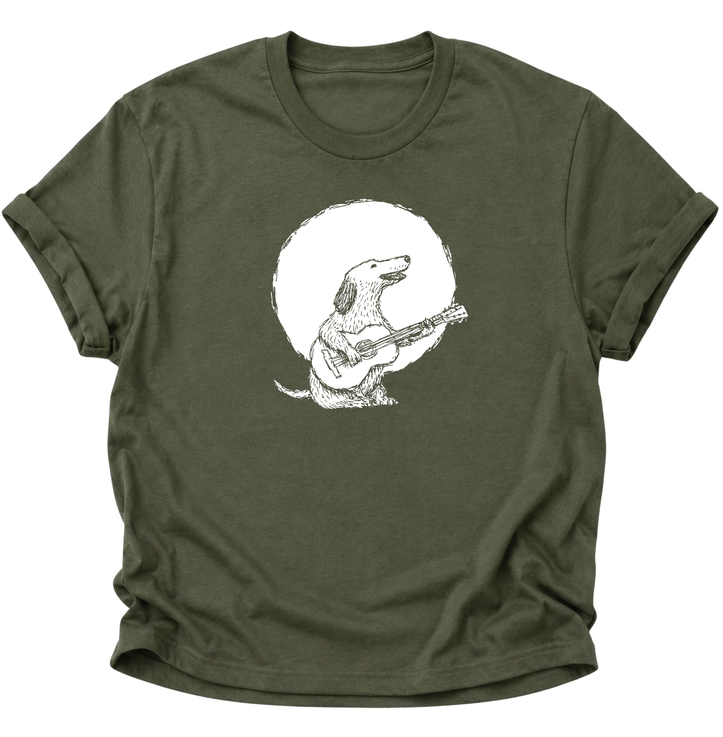 Dog with Guitar in Moonlight Unisex T-Shirt