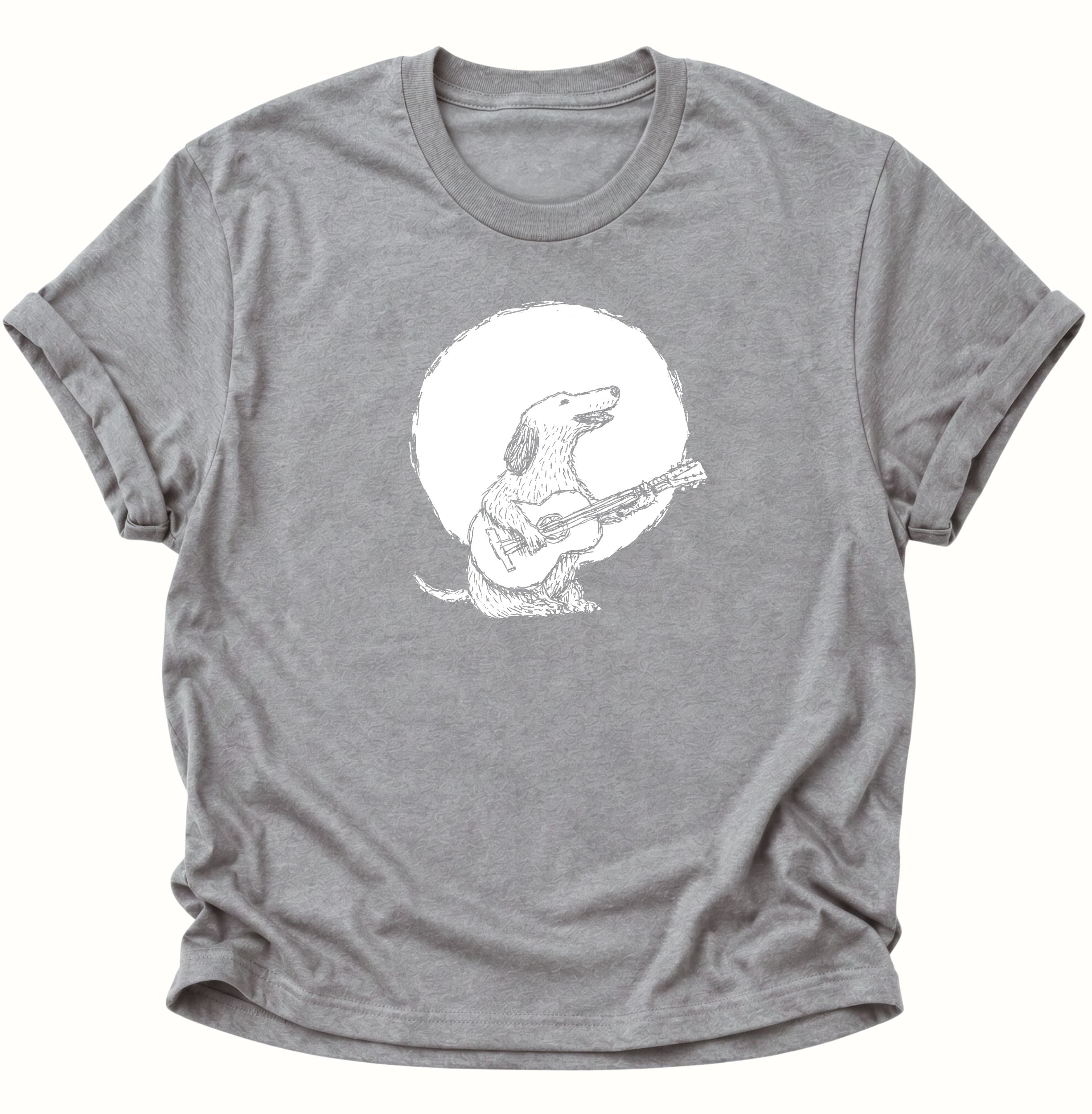 Dog with Guitar in Moonlight Unisex T-Shirt