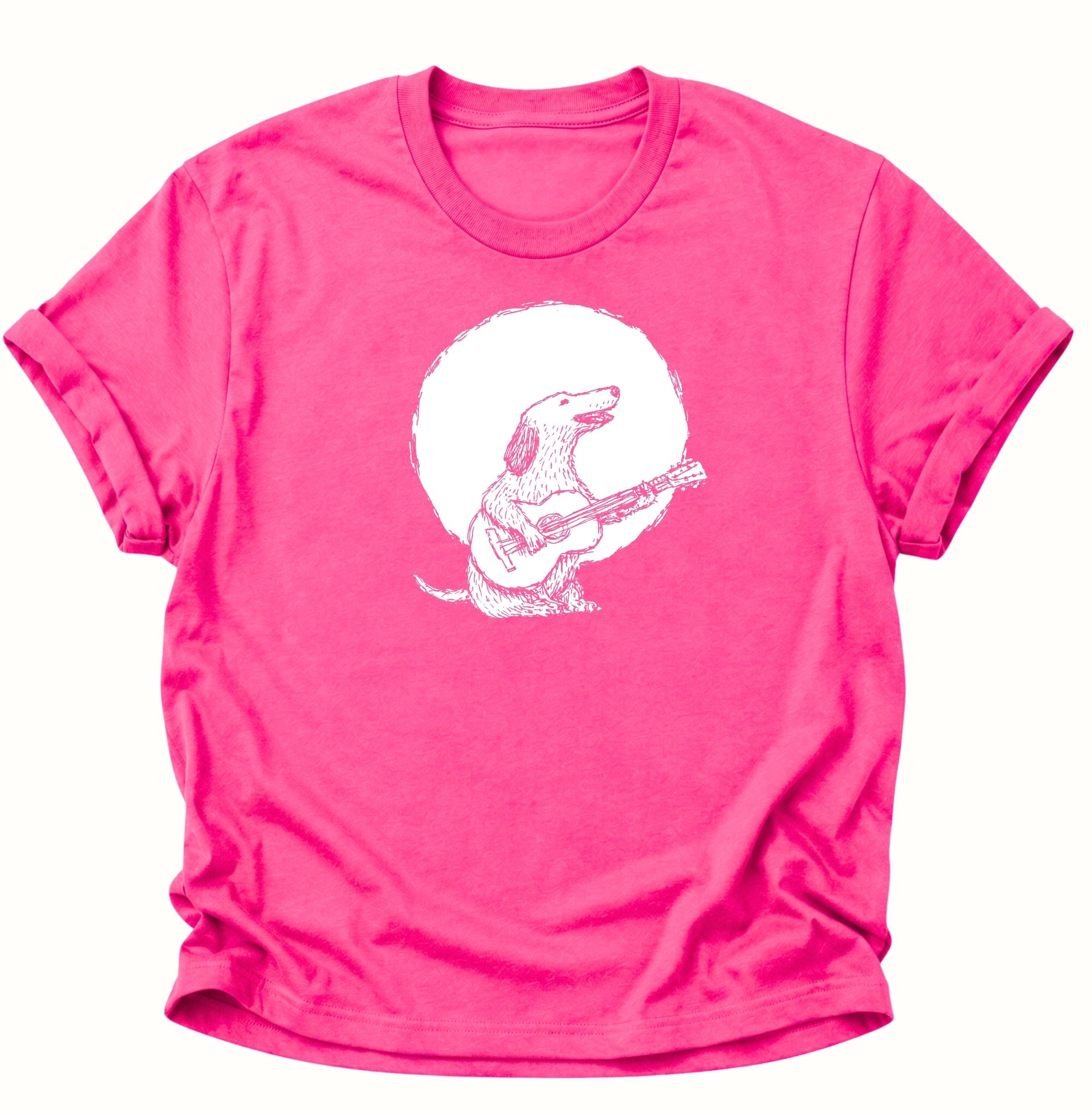 Dog with Guitar in Moonlight Unisex T-Shirt