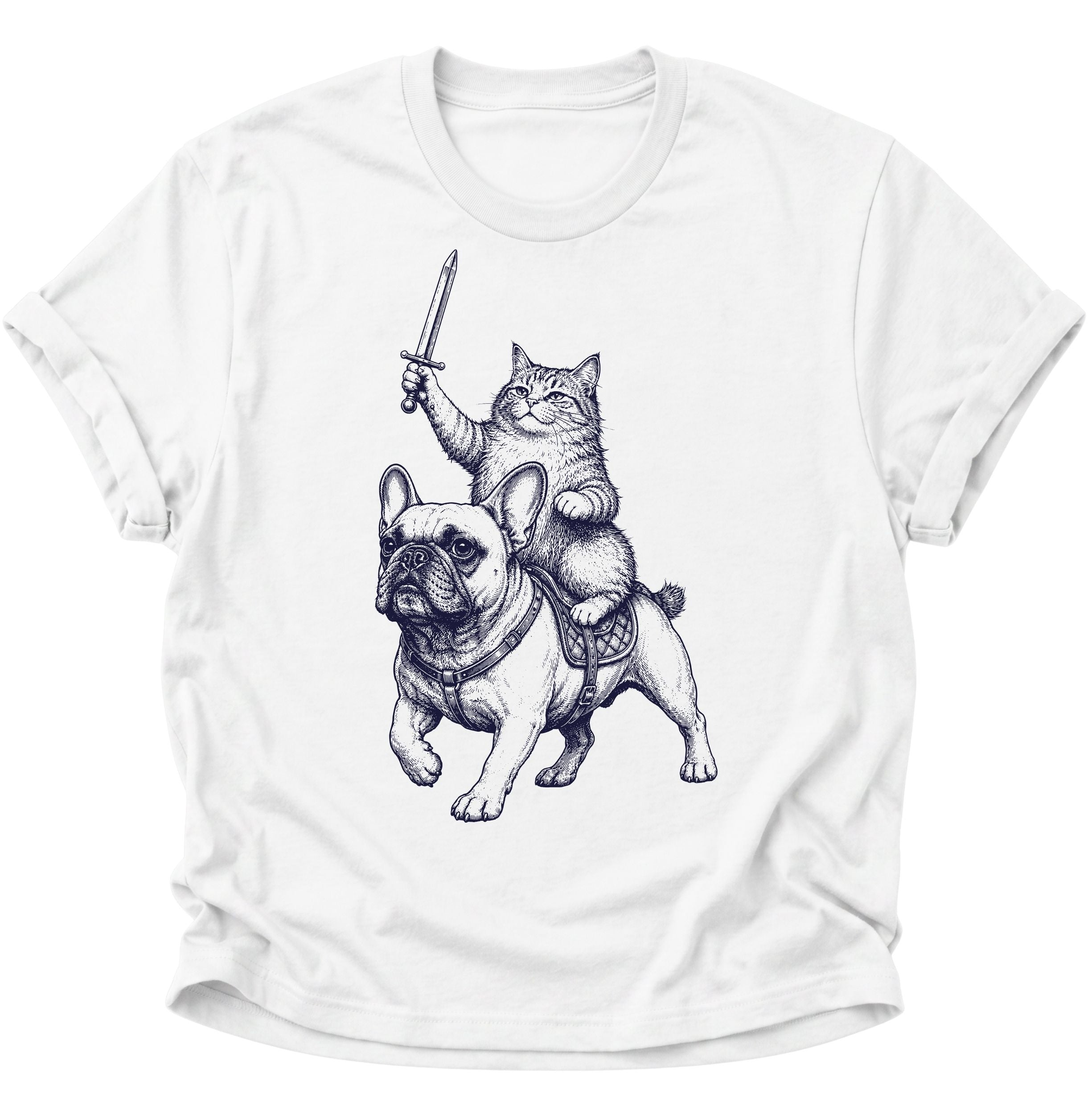 Cat Knight on Bulldog Unisex T-Shirt